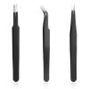 3Pcs Needle Nose Tweezers Set, Stainless Steel Fine Point Tweezers, Precision Anti Static ESD Safe, Curved Needle Nose Tweezer for Electronics Repair, Model Building, Craft, Jewelry, Laboratory Work view 1