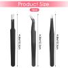 3Pcs Needle Nose Tweezers Set, Stainless Steel Fine Point Tweezers, Precision Anti Static ESD Safe, Curved Needle Nose Tweezer for Electronics Repair, Model Building, Craft, Jewelry, Laboratory Work view 2