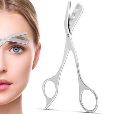 Eyebrow Trimming Scissors with Comb, Gifts For Men Women Stocking Stuffers, Precision Grooming Kit