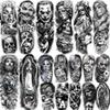 18 Sheets Chicano Full Arm Temporary Tattoos For Men Women Thigh, Chicana Guadalupe Joker Gangster Nun Girl Fake Sleeve Tattoos For Adults, Temp Bulk Jesus Christ Halloween Tattoo Stickers Prison view 1
