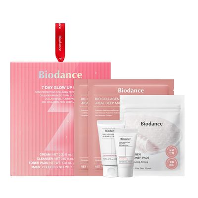 BIODANCE 7 Day Glow Up Kit: Collagen Gift Set for Glass-Skin, Korean Skin Care with Mask to Foam Cleanser, Toner Pads, Moisturizer, Gel Masks, Gifts for women, Skin Care Set