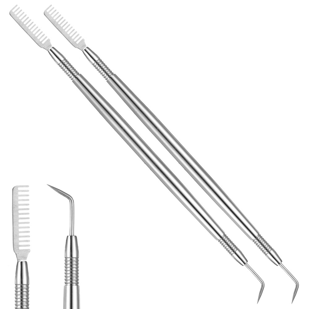 2 PCS Silver 2 in 1 Lash Lift Tools with Comb, Eyelash Separator Tool Eyelash Lift Tool Stainless Steel Metal Lash Perm Lifts Rods Lashs Lifts Rods with Separating Comb for Lashs Extensions Supplies