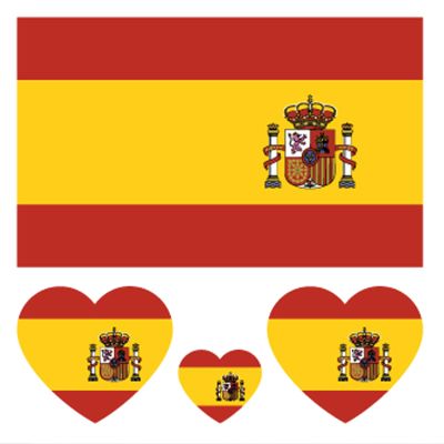 100pc Spain Flag Tattoo Stickers, 25-Sheet SP Spanish National Flags Face Temporary Tattoo Adult, Patriotic Small Espana Flag Fake Tattoo for Men Women Party Decoration