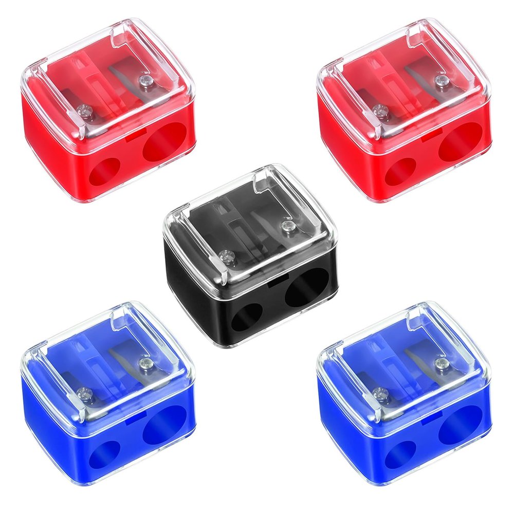 5 Pack Lip Liner Sharpener, Eyeliner Sharpener Dual Hole Hand Makeup Pencil Sharpeners for Lip Liner Eyeliner Brow Pencils Travel-Friendly Cosmetic Manual Tools for Women Makeup Artists Multi Colors