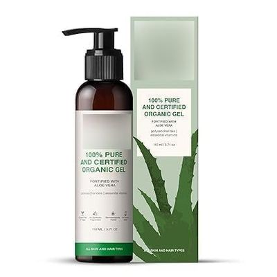 Juicy Chemistry Organic Aloe Vera Gel, 110 ml Multipurpose Gel | Fresh and Soothing | Free from Parabens, Sulphates, Mineral Oils | For Men & Women
