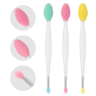 3 Pcs Lip Scrub Brush - Dual-Ended Silicone Lip Exfoliator & Applicator Tool for Soft Lips, 3-in-1 Silicone Lip Scrub Tool, Lips Mask Applicator, Gentle Exfoliation & Precise Application