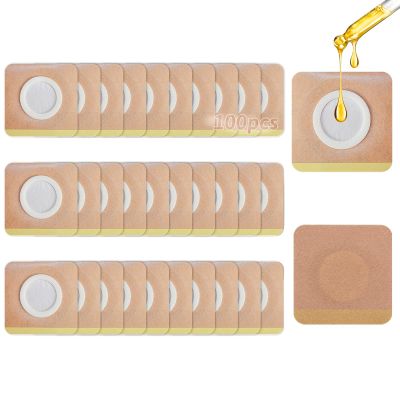 Belly Button Castor Oil Patch, 100 Pcs Disposable Belly Button Patches Organic Cotton Self-Adhesive Pads Cover for Castor Oil, Portable Breathable Anti Leakage Anti-Slip No Wash