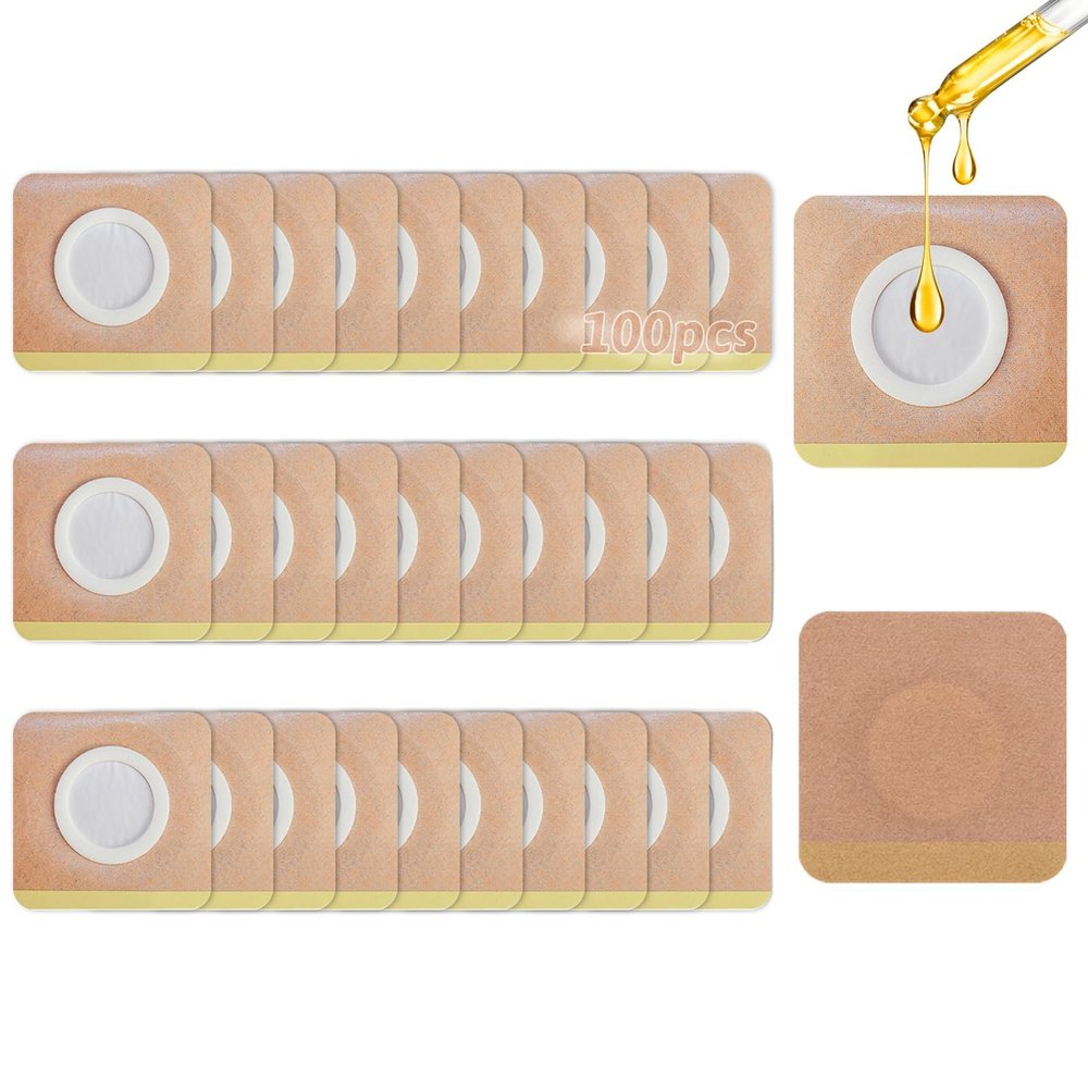 Belly Button Castor Oil Patch, 100 Pcs Disposable Belly Button Patches Organic Cotton Self-Adhesive Pads Cover for Castor Oil, Portable Breathable Anti Leakage Anti-Slip No Wash