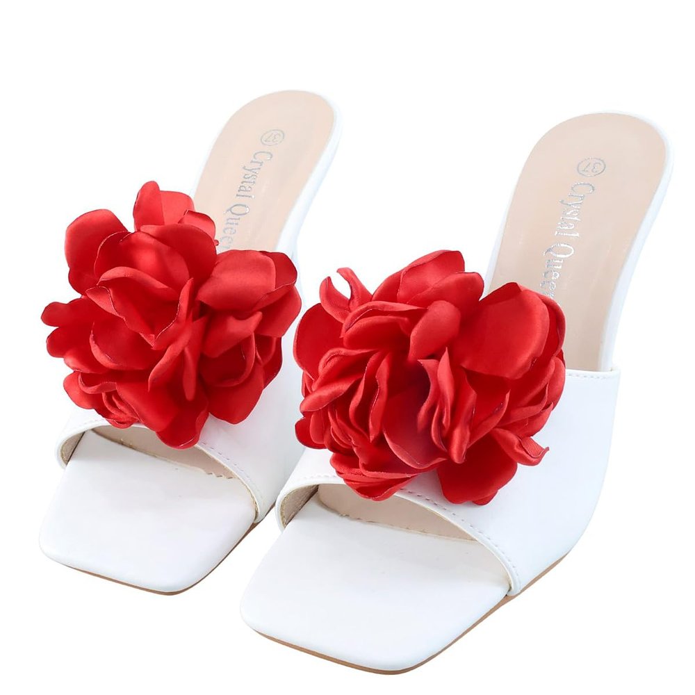 Bethynas Fabric Rose Flower Shoes Clips Lady Elegant High Heel Sandals Removable Floral Shoes Buckle Clips Charm Diy Shoes Decoration for Women (Red)