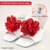 Bethynas Fabric Rose Flower Shoes Clips Lady Elegant High Heel Sandals Removable Floral Shoes Buckle Clips Charm Diy Shoes Decoration for Women (Red) view 2