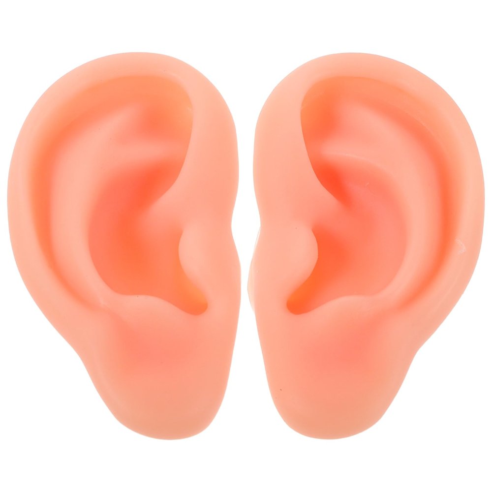 Cabilock 1 Pair Silicone Ear Model Flexible Model Fake Ear Mold Piercing Practice Realistic Fake Body Parts for Jewelry Earring Display and Training
