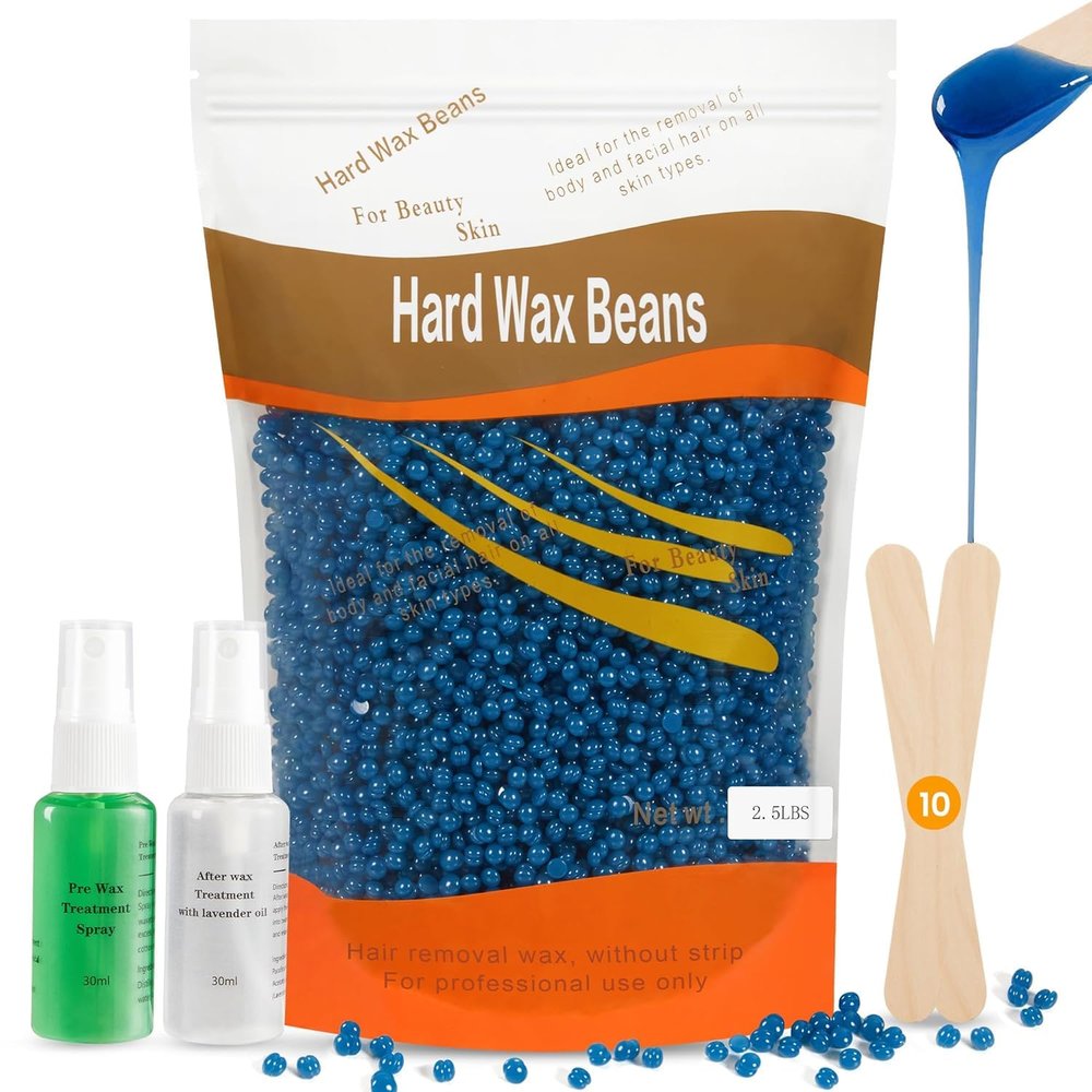 2.5lb Hard Wax Beads, Wax Beans for Hair Removal, Waxing Beads for Sensitive Skin, Hair Removal Kit