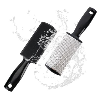 2pcs Dual-Sided Foot Files, Stainless Steel Callus Remover Foot Rasp Scrubber Professional Pedicure Tools for Hard & Dead Skin (Black)