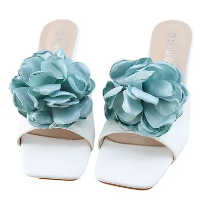 Bethynas Fabric Rose Flower Shoes Clips Lady Elegant High Heel Sandals Removable Floral Shoes Buckle Clips Charm Diy Shoes Decoration for Women (Light Cyan)