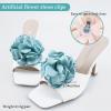Bethynas Fabric Rose Flower Shoes Clips Lady Elegant High Heel Sandals Removable Floral Shoes Buckle Clips Charm Diy Shoes Decoration for Women (Light Cyan) view 3