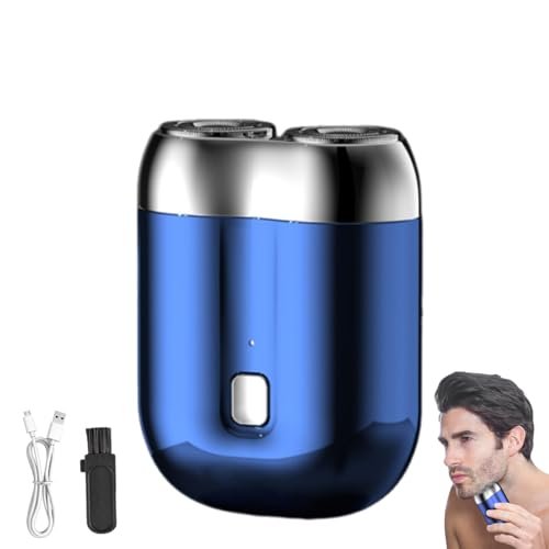 2025 New Upgrade Pocket Shaver USB Mini Shavers for Men, Rechargeable Electric Mini Portable Razor, Pocket Size Wet and Dry Electric Razor (Blue)