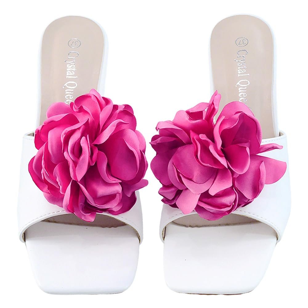 Bethynas Fabric Rose Flower Shoes Clips Lady Elegant High Heel Sandals Removable Floral Buckle Clips Charm Diy Shoes Decoration for Women (Deep Pink)