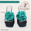 Bethynas Fabric Rose Flower Shoes Clips Lady Elegant High Heel Sandals Removable Floral Shoes Buckle Clips Charm Diy Shoes Decoration for Women (Teal) view 4