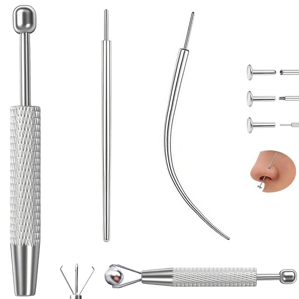 SLVIEKAE 12G 14G 16G 18G 20G Piercing Taper with Piercing Taper Ball Grabber Tool for Ear Nose Lip Changing Jewelry (20G Piercing Tapers + Ball Grabber Tool)