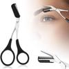 Eyebrow Scissors with Comb - 2025 New Stainless Steel Trimmer for Men & Women - Non-Slip Finger Grips, Precise Brow Shaping (Pink)(Black) view 1