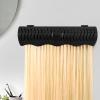 Black Wall Mounted Hair Extension Holder, Abs Plastic Hair Holder For Braiding, Wave Design Storage Box, Includes Screws, Hooks, And Stickers, Easy Setup view 4
