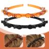 2 PCS Headband with Clips, Bangs Hairstyle Butterfly Clip Headband, Professional Weave Bangs Clip, Double Layer Toothed Hairband Braid Tool for Women Girls Hair Styling Accessories (Black & Brown) view 3