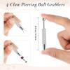 Mysora 9pcs Kit Stainless Steel Piercing Ball Grabber Tools/ 3mm Piercing Ball Screw Removal Tool/Reusable Bead Clamping Assistant Tool for Changing Jewelry&14g 16g 18g Piercings Taper Stretching Kit view 4