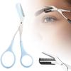 Eyebrow Scissors with Comb - 2025 New Stainless Steel Trimmer for Men & Women - Non-Slip Finger Grips, Precise Brow Shaping (Pink)(Blue) view 1