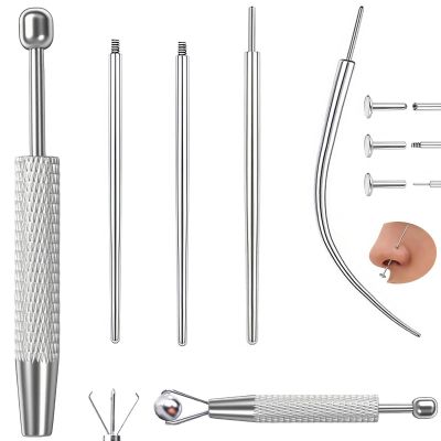 SLVIEKAE 12G 14G 16G 18G 20G Piercing Taper with Piercing Taper Ball Grabber Tool for Ear Nose Lip Changing Jewelry (18G Piercing Tapers + Ball Grabber Tool)