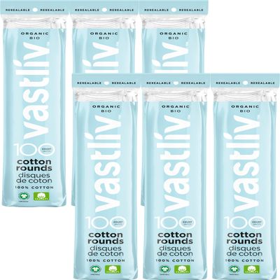 Vastliv Organic Cotton Rounds for Face (600 Count) Makeup Remover Pads, Hypoallergenic, Lint-Free | 100% Pure