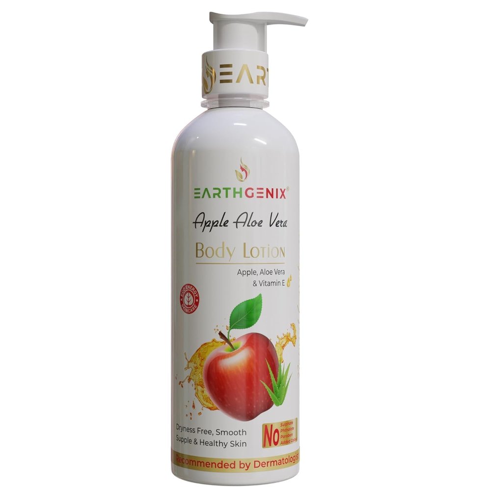 Apple Aloe Vera Body Lotion, Deep Hydration Moisturizer for Dry & Sensitive Skin, Nourishing Body Lotion with Vitamin E, Non-Greasy Fast Absorbing Formula, Smooth & Healthy Skin Care