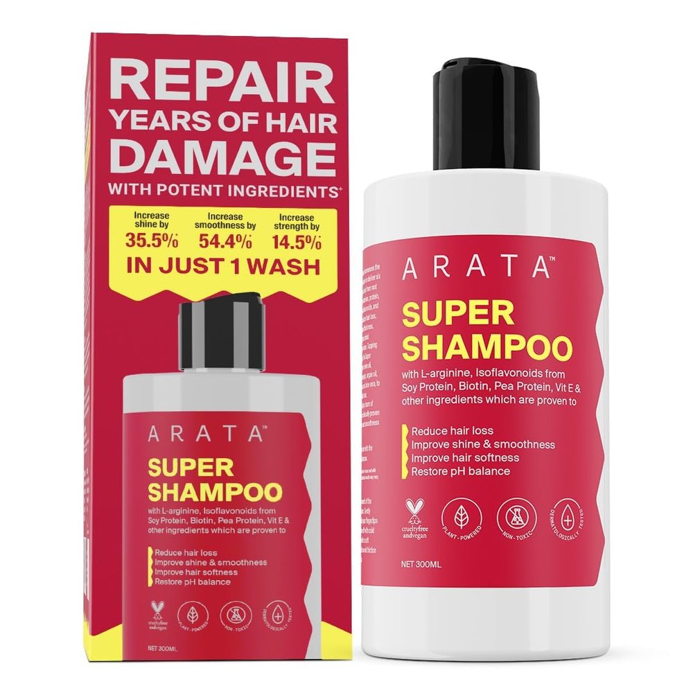 Super Shampoo (300ml) with Argan Oil, Biotin & Soy Protein| Prevents Hair Loss | Boosts Hair Thickness | Reduces Breakage | Fights Microbial Infections | Adds Shine | Shampoo For Women & Men