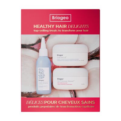 Briogeo Healthy Hair Delights Holiday Kit  Natural Scalp + Hair Repair Gift Set includes Deep Conditioning Mask, Scalp Scrub & Rosemary Pre-Wash Oil for All Hair Types, Vegan ($62 Value)