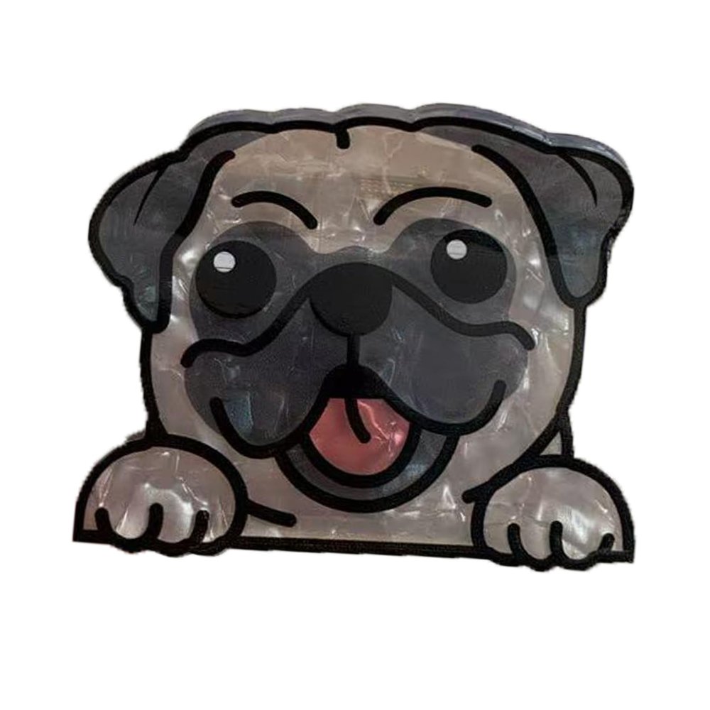 Novelty Pug Hair Clips,Acetate Claw Clips,Big Animal Hair Clips for Women,Dog Claw Clips for Girls of all Ages (pug)