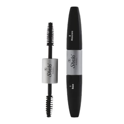 Shelo Nabel Mascara Duo, 2-in-1 Base and Mascara, Black, 0.38 oz
