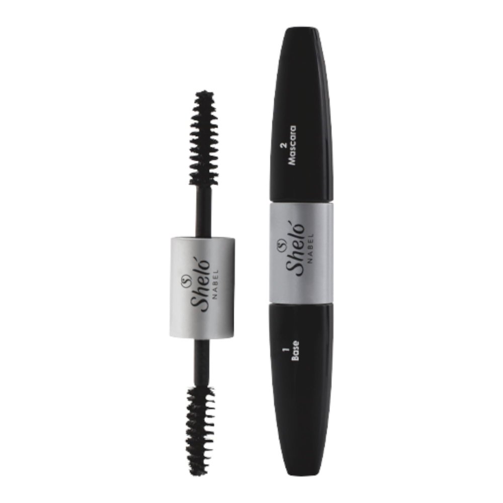 Shelo Nabel Mascara Duo, 2-in-1 Base and Mascara, Black, 0.38 oz
