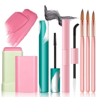 Buqikma All in One Makeup Kit Color Makeup Present Set for Girls Beauty Set Blush Stick Nail Design Brushes Waterproof Mascara Double-Headed Eyelash Adhesive Glue Salon Cosmetic for Women