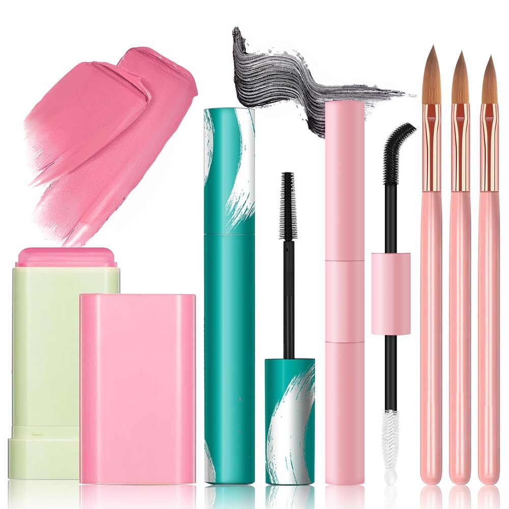 Buqikma All in One Makeup Kit Color Makeup Present Set for Girls Beauty Set Blush Stick Nail Design Brushes Waterproof Mascara Double-Headed Eyelash Adhesive Glue Salon Cosmetic for Women