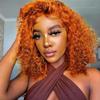 12 Inch Orange Ginger Curly Bob Wig 13x4 HD Lace Front Wigs Human Hair For Women Pre Plucked Wet and Wavy Short Bob Wigs 200% Density Deep Curly Human Hair Wig 350# view 1