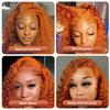 12 Inch Orange Ginger Curly Bob Wig 13x4 HD Lace Front Wigs Human Hair For Women Pre Plucked Wet and Wavy Short Bob Wigs 200% Density Deep Curly Human Hair Wig 350# view 4