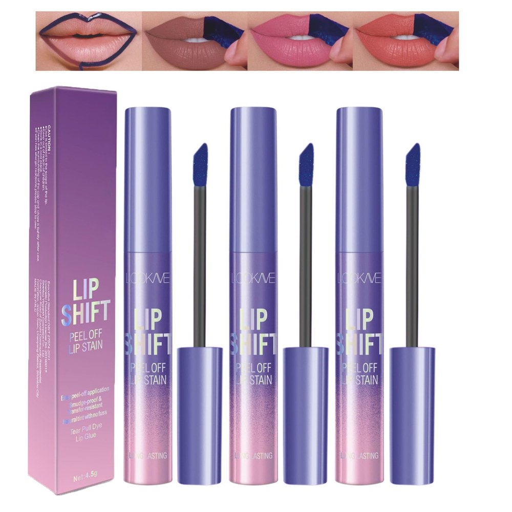 Dulele 3PCS Peel Off Lip Liner Stain, Peel Off Lip Stain Tattoo, Nude Pink Matte Finish Lip Gloss for All Skin Types