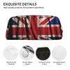 FZQVSLCM Pencil Case Leather Pen Bags Travel Makeup Bag British flag on black background Toiletry Bag Portable Cosmetic Bags Coin Purse view 4