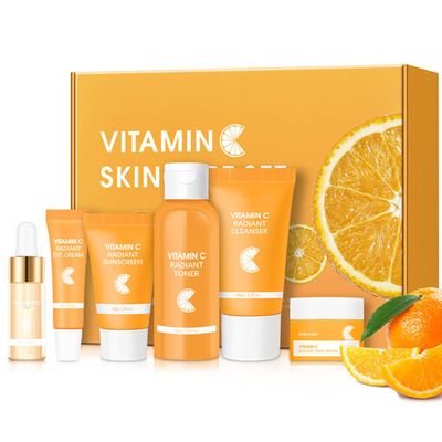 Baorder 6PCS Hydrating Skin Care Set with Vitamin C,Face Care Kit Includes Serum,Face Cream,Eye Cream,Toner,Sunscreen,Cleanser,Face Care Set for Women,Unique Gift
