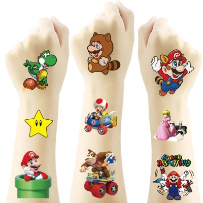 20pcs Mario Temporary Tattoos for Kids, Birthday Party Favors, Cute Cartoon Decoration Sticker Gifts for Girl Boys Home Activity Class Prizes Carnival Christmas Rewards (Mario)