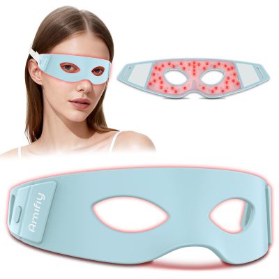 Amifiy Red Light Therapy for Eyes, 3 Minutes Infrared Red Light Eye Mask for Under Eye Dark Circles, Eye Bags & Wrinkles, Collagen Booster Anti-Aging Device For Women & Men, Soft Silicone