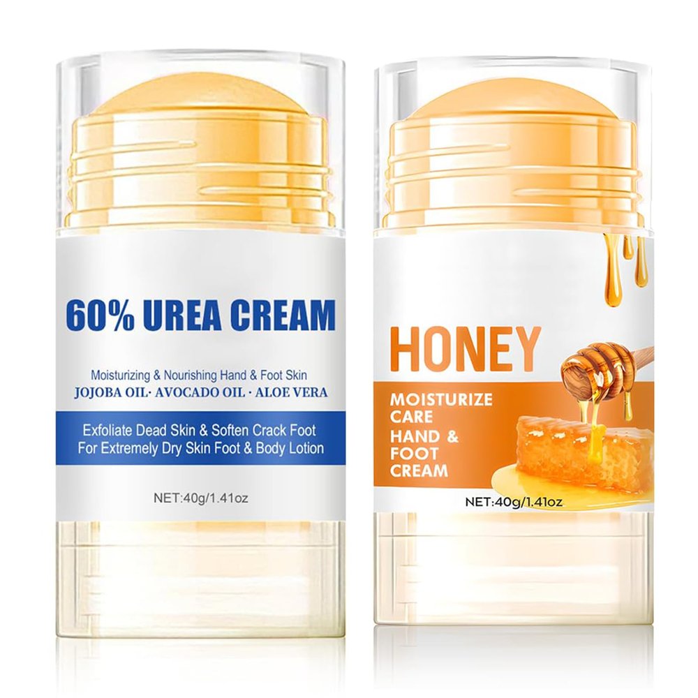 BOUSEPO 2 pcs Hydrating and Anti-Cracking Foot Cream, Anti Crack Foot Cream Stick, Foot Repair Cream for Dry Cracked Heels and Feet Women Men(Urea Cream+ Honey)