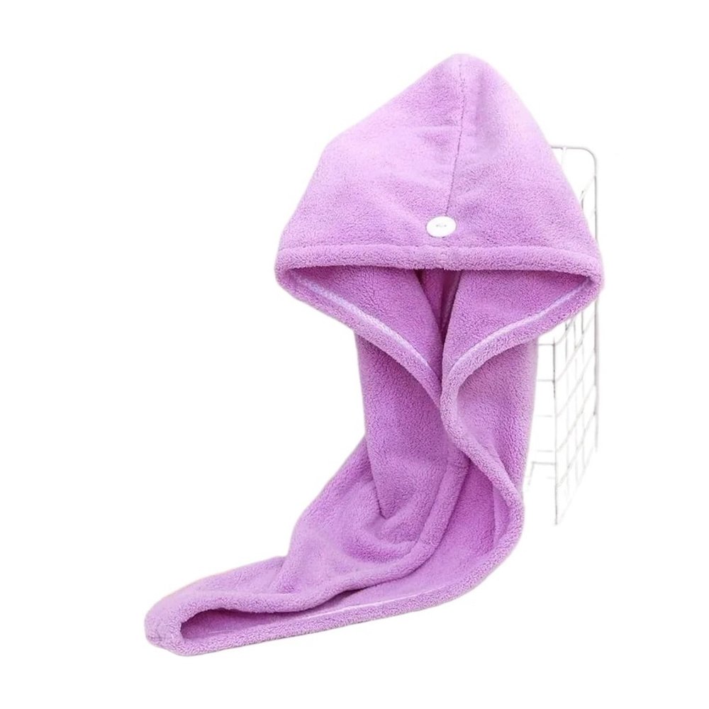 ADETSES Hair Towel Wrap Fast Dry Hair Towel Super Absorbent Microfiber Coral Velvet Hair Drying Towel Quick Dry Hair Turban(Purple)