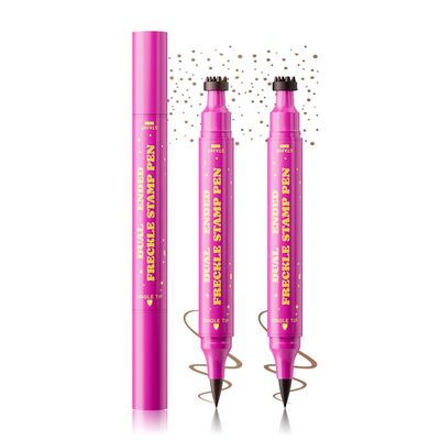 2PCS Freckle Stamp with Eyeliner Pen,Natural Lifelike Freckle Makeup Pen Magic Freckle Color,Waterproof Longlasting Fake Freckles Stain Marker Pencil Face Decoration for Sunkissed Makeup,Vegan