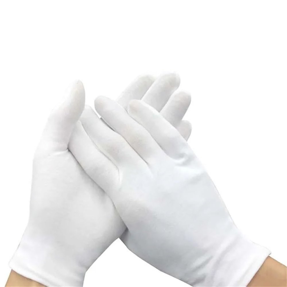 DFWZMQTG White Cotton Gloves for Dry Hands Moisturizing Serving Eczema Inspection Gloves Washable Stretch Fabric Gloves