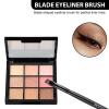 Angled Eyeliner Brush Set - 2PCS Precision Ultral Thin Angle Eye Liner Brushes Fine Point with Flat Bristles for Brow Powder, Smooth Gel, Cream, or Liquid for Creating Sharp Lines, Detailed Eye Looks view 2